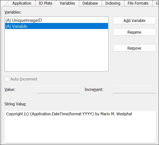 The dialog box for adding and editing global variables.