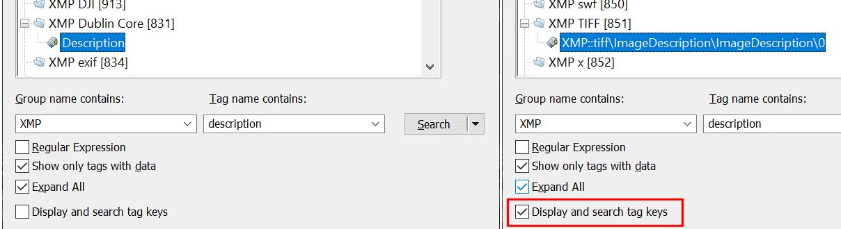 Switching the Tag Selector dialog to display tag keys instead of tag names.