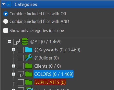 A screen shot of the Categories filter.