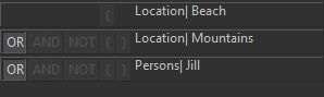 A screen shot of the category @Builder with 3 combined categories with different Boolean operations than before.