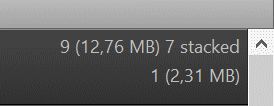 The File Window Caption Bar indicating files hidden by stacks.