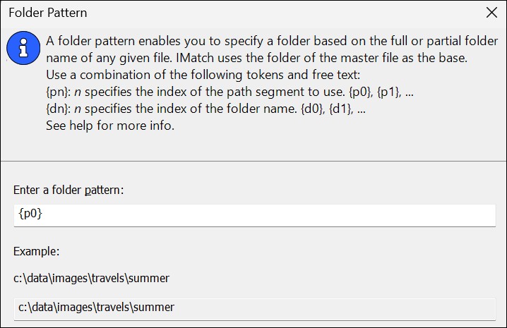 Screen shot of the Folder Pattern dialog box.