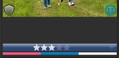 A screen shot showing a thumbnail panel in a File Window. The file has a rating of 3 stars and a blue label, as shown by the embedded rating & label bar.