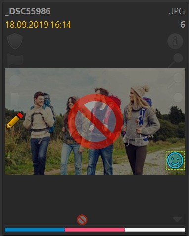 A rejected file displays in an IMatch File Window. The reject icon is overlaid on top of the image.