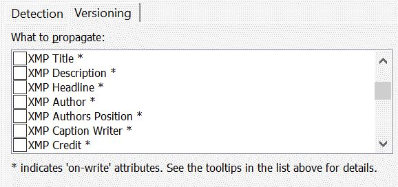 Controlling which metadata to propagate (copy).
