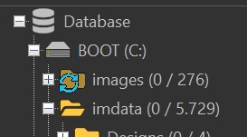 A folder with the 'rescan' icon, indicating that the folder has been modified by some other application.