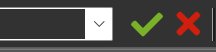The commit and cancel buttons in the Metadata Panel ribbon.