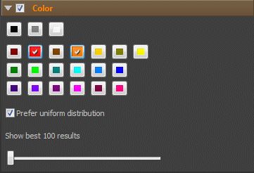A screen shot of the Color filter.
