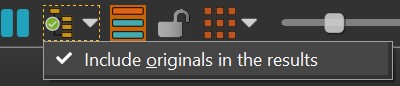 This menu allows to display originals alongside matches.
