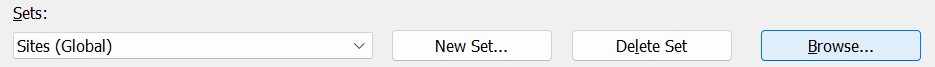 Selecting and browsing a global Attribute Set.