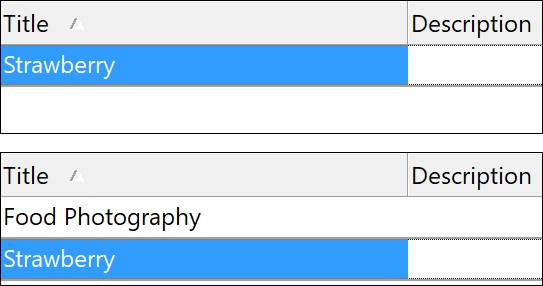Files with different attribute values and attribute entries.