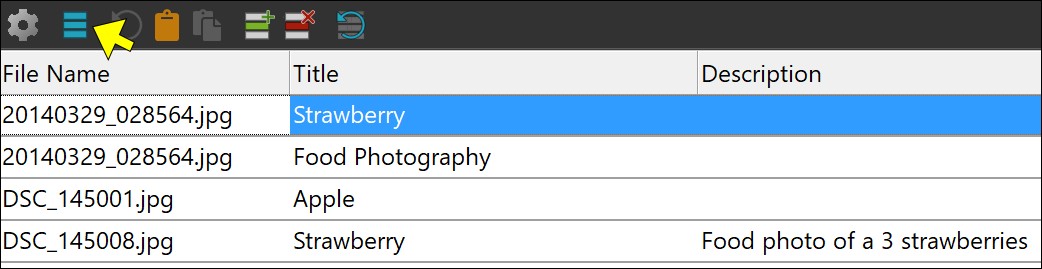 After switching the Attribute Panel to Single mode, we see the attributes of each selected file, with the file name in the first column.