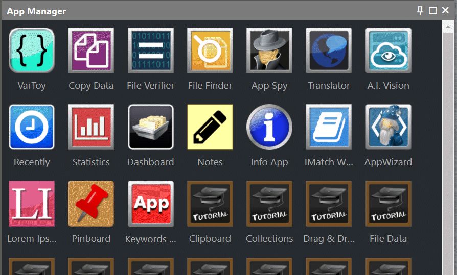 The App Manager in IMatch displays all apps as icons.
