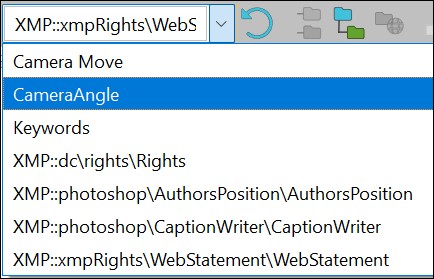 Choosing another entry to work with.The entry drop-down shows entries for each tag managed in the thesaurus.