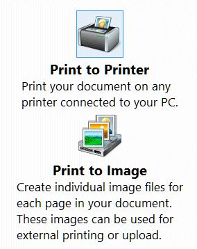 Selecting a target (printer or image).