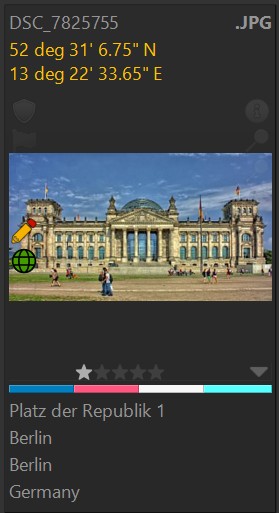 Displaying GPS coordinates and location data in a File Window.