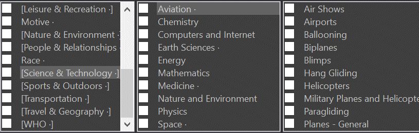 A screen shot of the IMatch Thesaurus in the Metadata Panel.