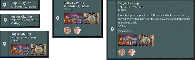 A graphic displaying various Event View layouts.