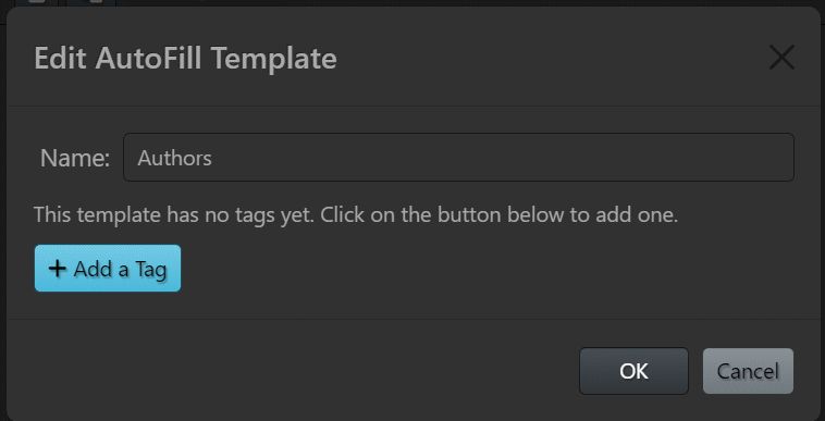 Now the user can add tags to the new template via this page.
