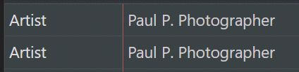Showing only the metadata tag name.