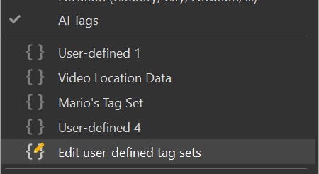 Custom Tag Sets for the File Window search bar.