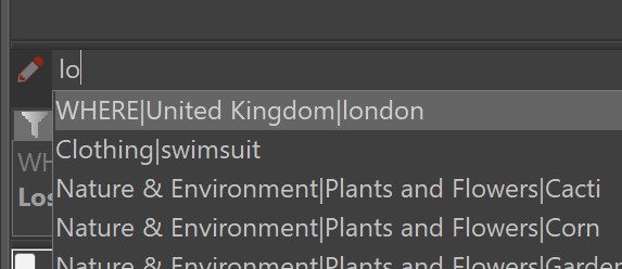 Auto-suggested keywords from the Thesaurus