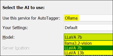 Ollama settings in AutoTagger.