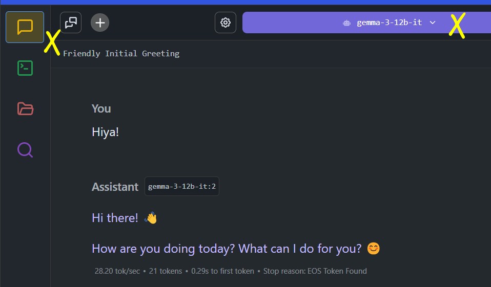 Chatting with the model.