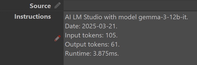 XMP Instruction tag with metadata produced by a Metadata Template using AutoTagger variables.