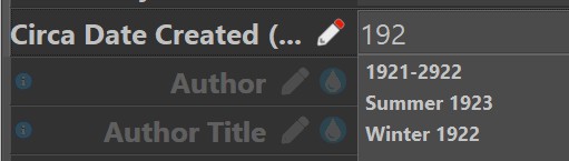 Selecting entries from the thesaurus in the Metadata Panel.