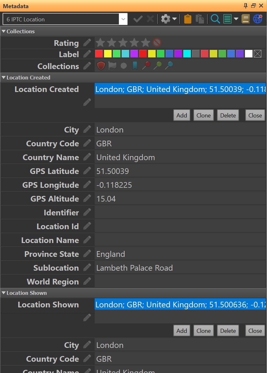 The IPTC Location Metadata Panel Layout.