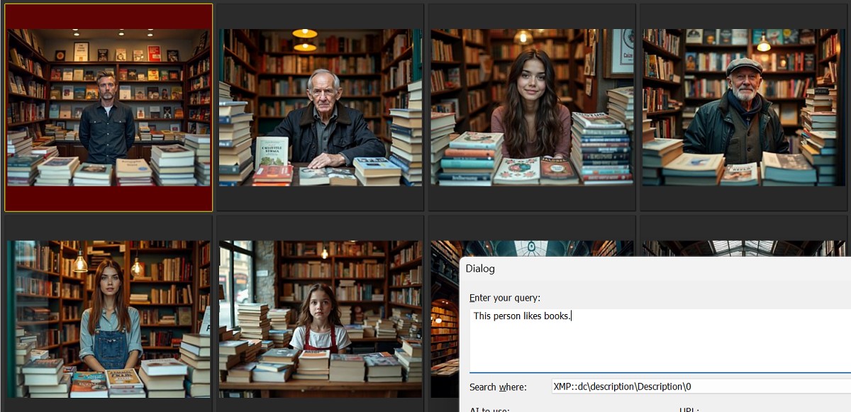 Searching for images of people who like books.