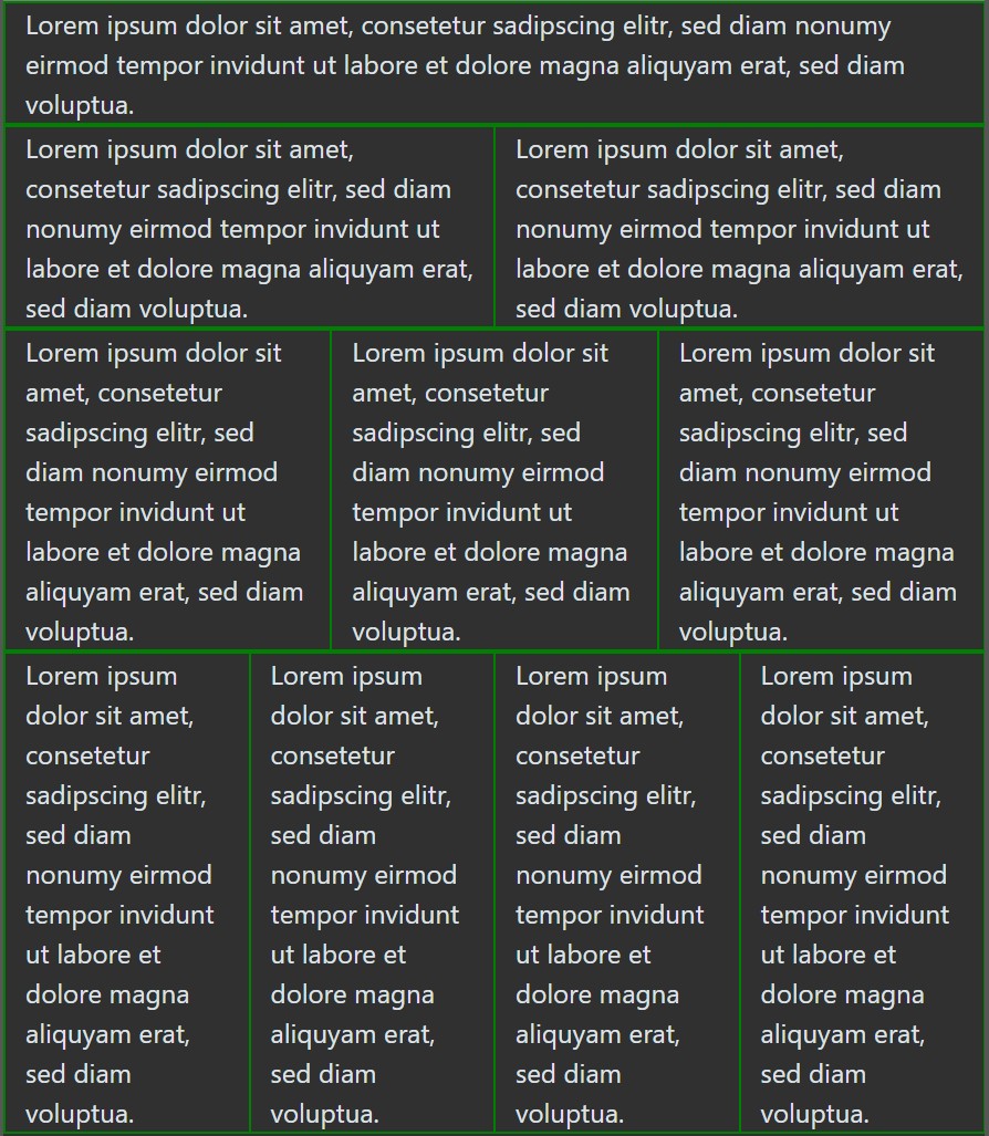 The grid layout with longer texts.
