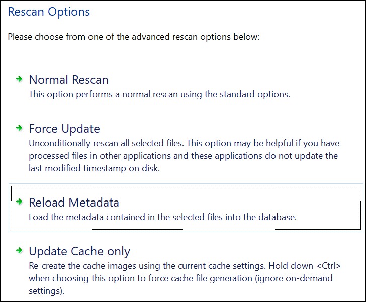 The Advanced Rescan dialog box.