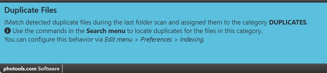 The IMatch notification area.