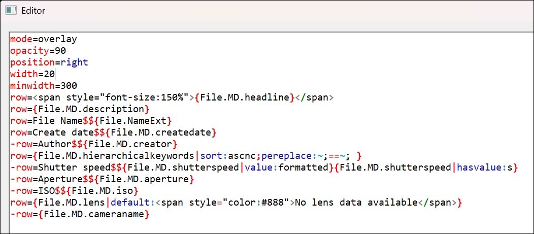 Editing overlay source code in the Overlay Editor.