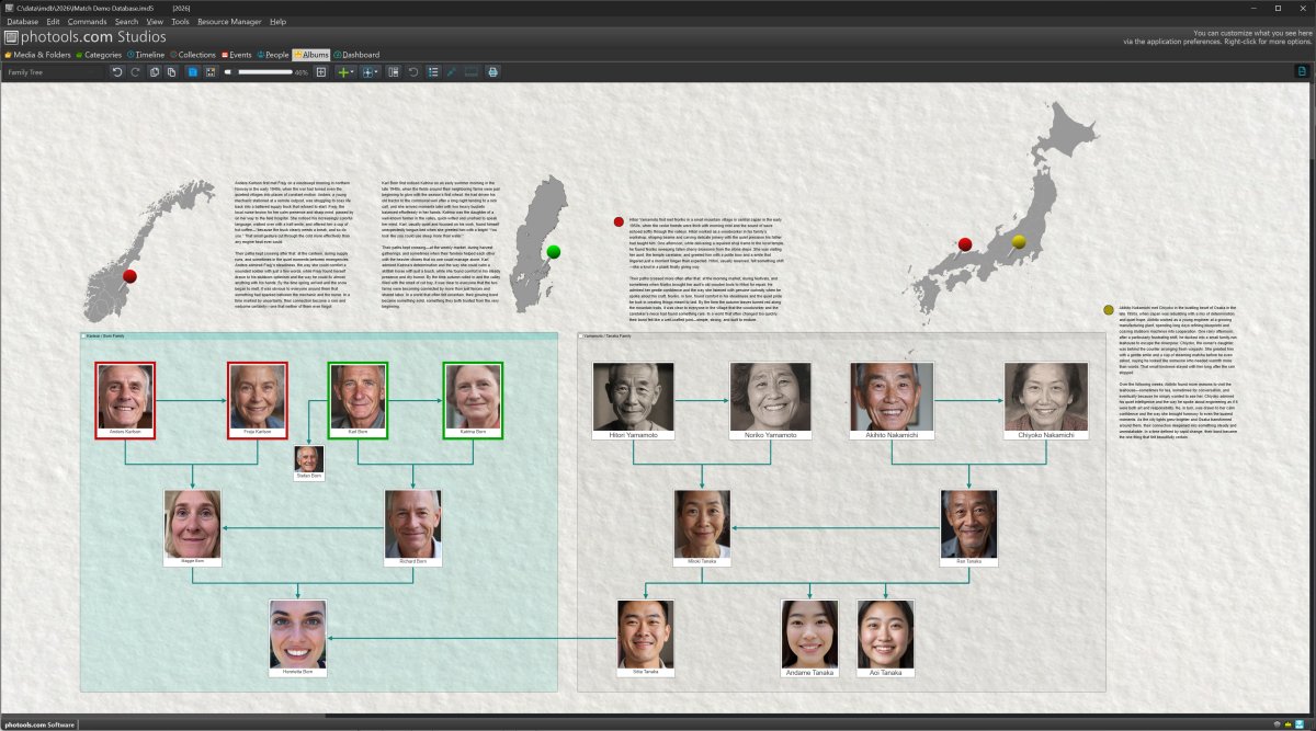 A screen shot an Album with family trees.