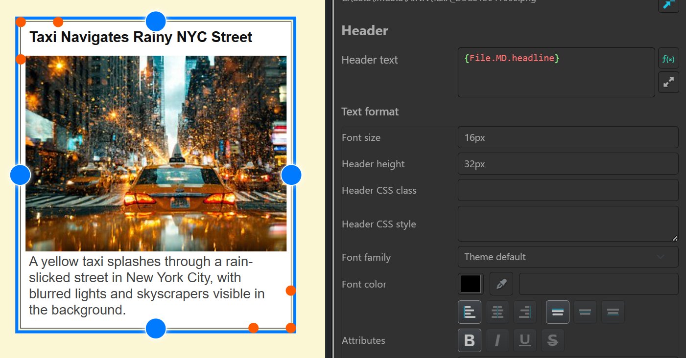 The property editor showing the properties of a file object.