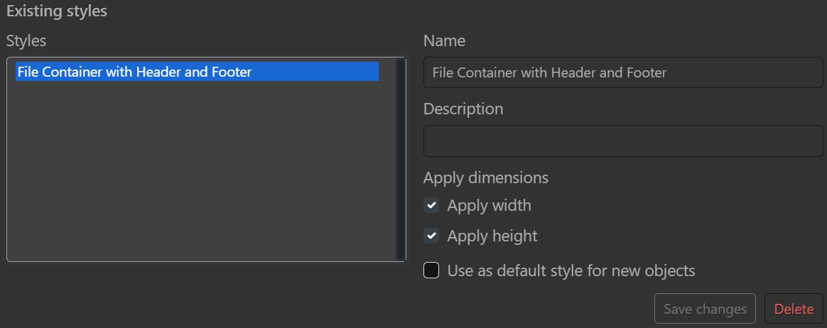 Editing style options.