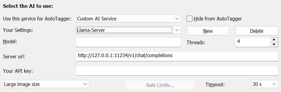 Settings for llama-server in AutoTagger