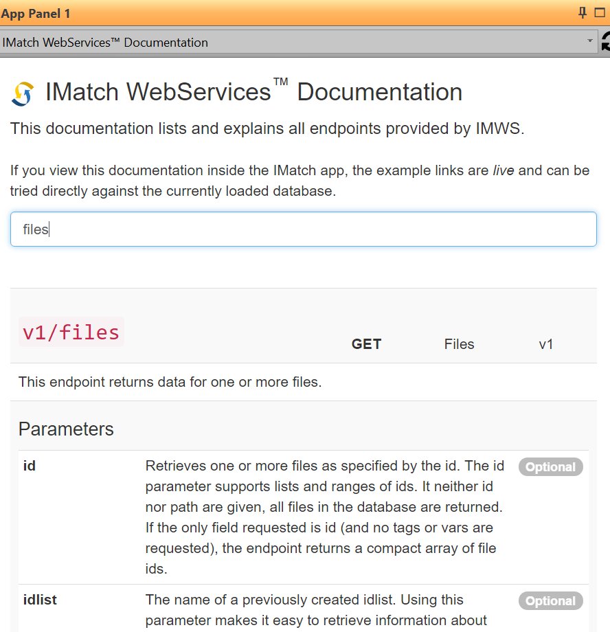 IMatch WebServices Documentation App