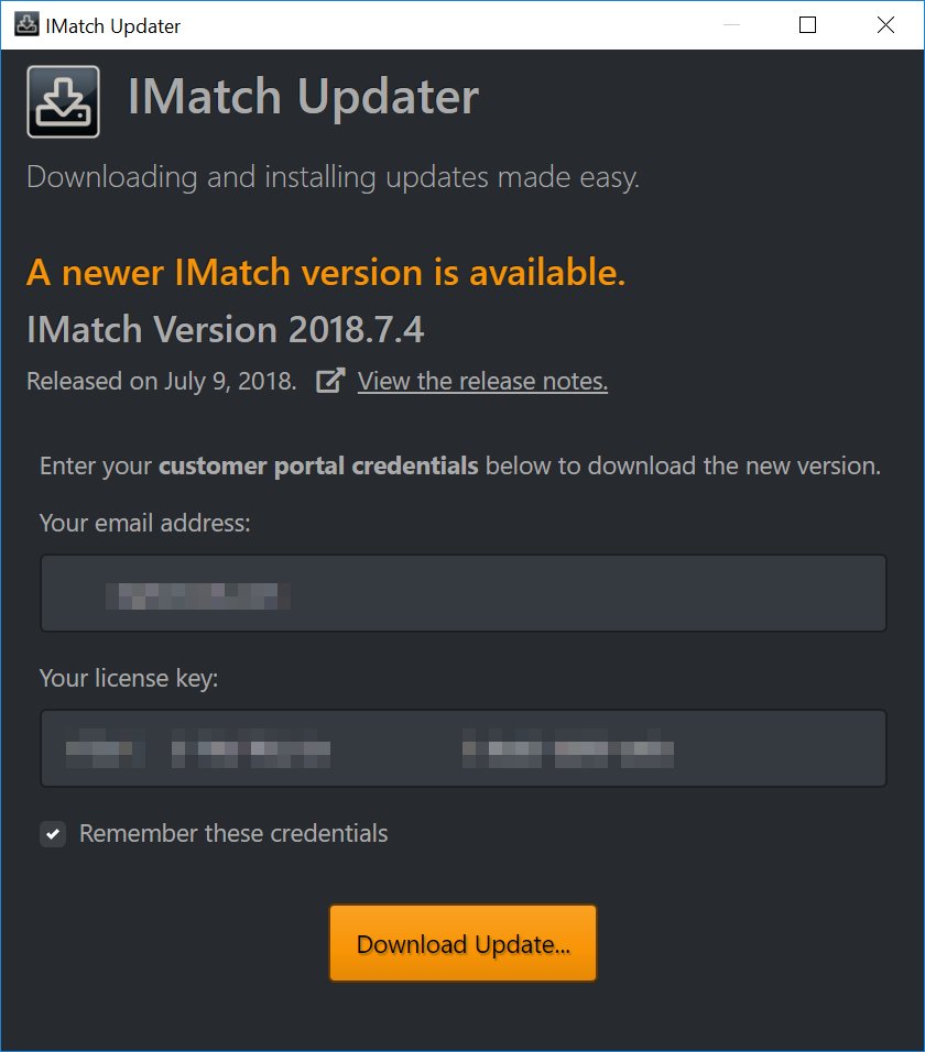 The Updater App allows you to automatically download and install IMatch updates.