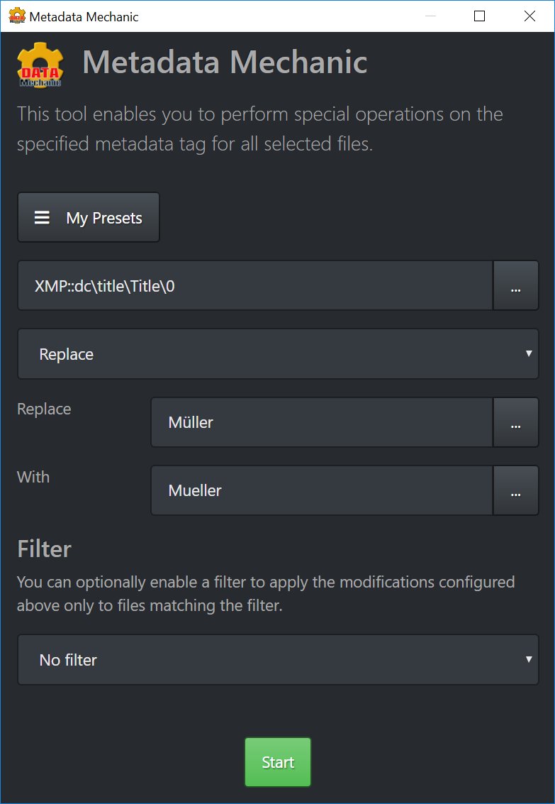 The Metadata Mechanic helps you fix or update metadata