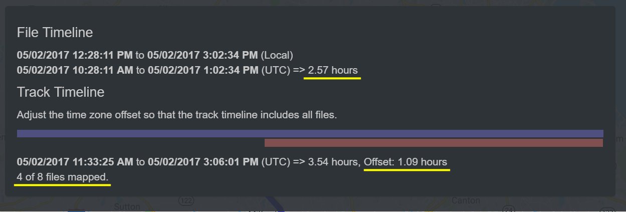 Quickly adjustimg for time offsets when importing GPS track logs