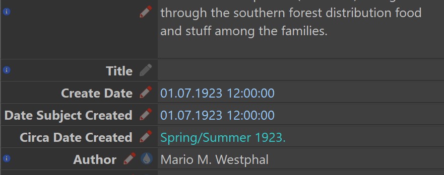 A screen shot of the IMatch Metadata Panel showing the approximate timestamps and the CircaDateCreated.