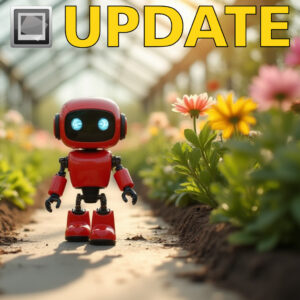 A cute little red robot in a green house. Welcoming spring with a new IMatch release.