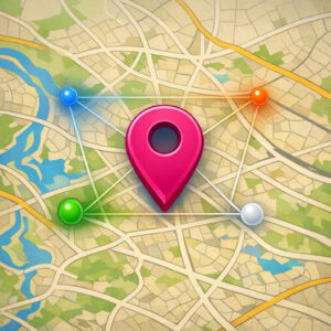 A map pin on a map.