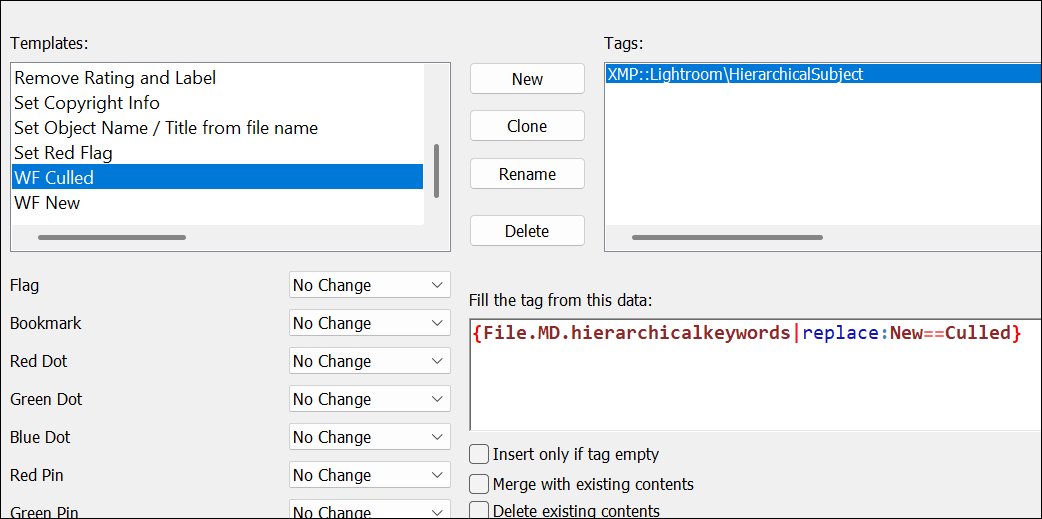 An IMatch Metadata Template that replaces specific keywords.