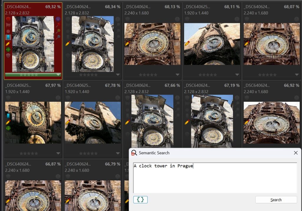 A screen shot of results for a semantic search.