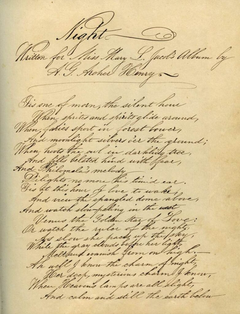 A scan of a vintage handwritten poem.